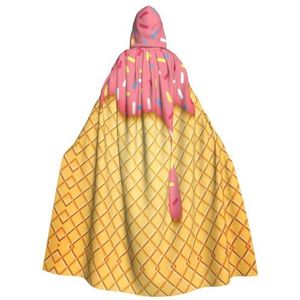 Ijs En Wafel Patroon Print Hooded Mantel Lange Voor Halloween Cosplay Kostuums 59 inch, Carnaval Fancy Dress Cosplay