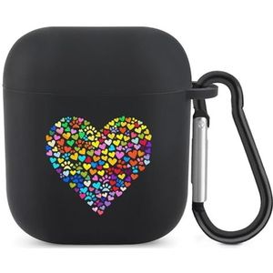 Kleurrijke Liefde Hond Poot Hart Leuke Case voor AirPods 2 & 1 Schokbestendige Beschermende Hoofdtelefoon Gevallen Cover Met Sleutelhanger Voor Mannen Vrouwen