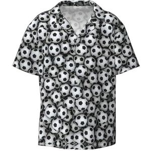 YJxoZH Stapel van Voetballen Print Heren Jurk Shirts Casual Button Down Korte Mouw Zomer Strand Shirt Vakantie Shirts, Zwart, XXL