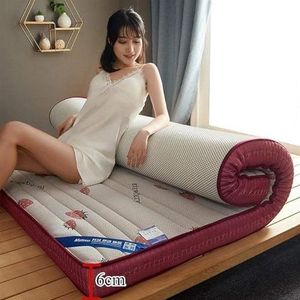 Latex matras verdikt traagschuim kussen verdikt 6 cm stereo schuim kussen student slaapzaal eenpersoonsbed matras tatami matras vloer dubbel enkel natuurlijk latex futon bed (kleur: rood, maat: