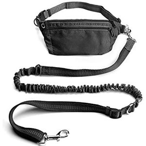 Huisdier Aangelijnd Jogging Training Wandelen Intrekbare bungee hondenriem voor grote honden Accessoires Hondenriem (Size : Black Set)