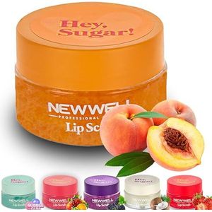 NEW WELL Lip Scrub lippen peeling - intensieve vochtigheid, veganistisch, 100% natuurlijk, dierproefvrij (perzik)