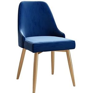 GEIRONV 1 stks fluwelen eetkamerstoelen, appartement woonkamer zijstoel gouden benen accent stoelen slaapkamer balkon make-up stoel Eetstoelen (Color : Blue)