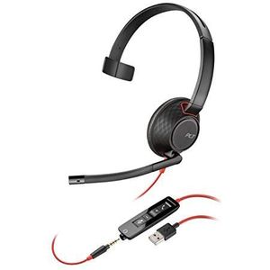 Plantronics Headset/hoofdtelefoon Zwartwire C5210 monauraal met USB-A & 3,5 mm jack,Zwart