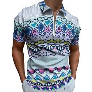 Funky Shapes in Stripe poloshirt voor heren, casual T-shirts met ritssluiting en kraag, golftops, slim fit