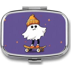 The Ghost of Skateboards Pillendoos Pil Case Leuke Pil Organizer Pil Houder Medicijn Pil Organizer Pil Container Dagelijkse Pil Organizer Kleine Pillendoos Pil Case voor Portemonnee Pocket