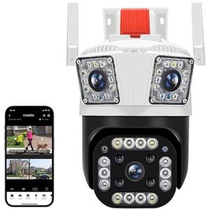 Bewakingscamera, 6K 12MP PTZ-camera met drie lenzen en drie schermen Ai Menselijke detectie Auto Tracking Outdoor Beveiliging Surveillance IP-camera(12MP Camera)