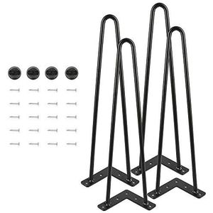 4 x haarspeld tafelpoten, verwisselbare tafel- en kastpoten voor doe-het-zelvers, moderne stijl, verkrijgbaar in een hoogte van 41 cm - 71 cm - vrije vloerbeschermers en schroeven (41 cm - 2 balken)