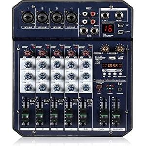 Audio DJ-mixer T4 Draagbare Geluidskaart Mixing Console Mixer Ingebouwde 48V Fantoomvoeding Ondersteunt MP3 Speler BT DJ Live Party Mixer Podcast-apparatuur (Color : Nero, Size : T4)