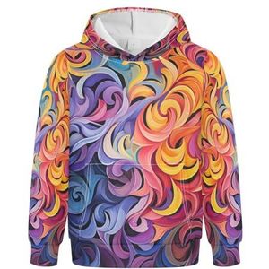 KAAVIYO Abstracte kunst golven hoodies atletische hoodies schattige 3D-print voor meisjes jongens, Patroon, L