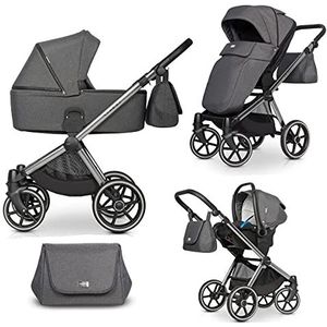 Wandelwagen Set 3in1 2in1 Isofix Buggy Qubus van Lux4Kids Titanium 04 2in1 zonder autostoel