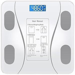 Intelligente Lichaamsvetweegschaal Bluetooth-weegschaal LED Digitale Slimme Weegschaal Balance Body Composition Analyzer For Thuis Gemakkelijk Te Gebruiken(White Battery Type)