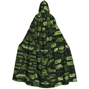 OdDdot Damesmantel met capuchon, ideaal voor Halloween-kostuums voor volwassenen, heksencosplay, themafeest, groene militaire camouflage