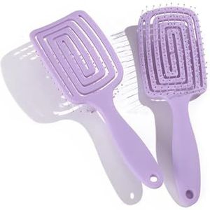 Vierkant Hol Haar Hoofdhuid Massage Kam Haarborstel Antistatisch Nat Droog Krullend Ontklitter Haarborstel Nylon Salon Haarstyling Tools(PURPLE)