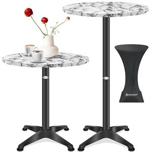 KESSER® bartafel bistrotafel | gepoedercoat roestvrij stalen blad | in hoogte verstelbare poten | partytafel Ø 80 cm | binnen & buiten | receptietafel | klaptafel incl. marmeren afdekking