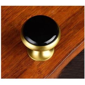 Kristallen deurknoppen Ladegreepjes, 1pcs Massief Messing Paddestoel Knop Handvat 1 Stuks Ronde Kristal Agaat Quartz Tijgeroog Inlay Hard(Schwarz,25cm)