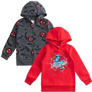 Marvel Boy's 2-Piece Spider-Man Pullover Hoodie and Zip Up Jacket Set, Grey/Red, Size 5