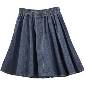 Pegsmio Retro Denim Korte Rok Zomer Vrouwen Elastische Taille A-lijn Mini Jeans Rok, Donkerblauw, Eén Maat