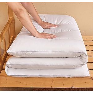 Japanse vloermatras Futonmatras, studentenslaapzaal opvouwbare matras, extra dikke opvouwbare slaapmat ademende vloerligstoel logeerbed voor campingbank(Wit,200X220cm)