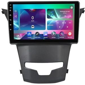 9"" Android 14 Touchscreen Autoradio 2 din met AHD Omgekeerd beeld Bediening op het stuur Bluetooth GPS navigatie Draadloze CarPlay voor Ssangyong Actyon 2013-2017(Q100(1+32G))