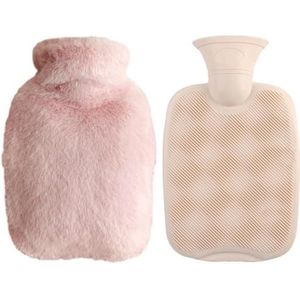 Warmwaterkruik herbruikbare winter warmwaterzak handwarmer PVC stress pijnverlichting therapie handzak warmwaterkruik met zachte fleece hoes warmwaterzak (roze)