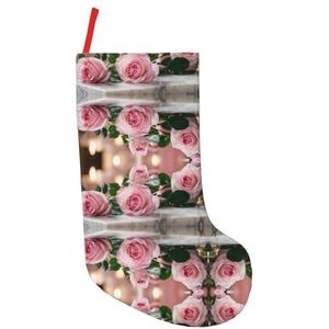 Roze Rose Print Kerst Kousen,Vakantie Party Decoraties