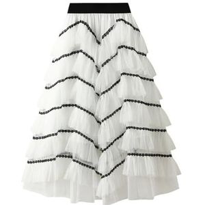 Dames - Gelaagde Tutu Rok - Hoge Taille - Midi - Tule - Gevoerd
