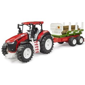 Bruder - Roadmax - Trekker met Aanhangwagen - Kunststof - Inclusief 3 Boomstammen