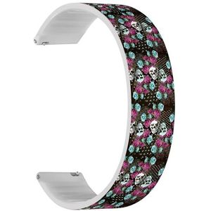 Solo Loop band compatibel met Garmin Forerunner 255/255 Music, 265, 745, Venu 2, Venu 3, Vivoactive 4 (Skull Roses) Quick-Release 22 mm rekbare siliconen band, accessoire, Siliconen, Geen edelsteen