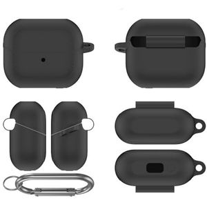 Siliconen hoes voor 2024 Galaxy Buds 3 Pro draadloze oordopjes accessoires, zachte beschermhoes (zwart)