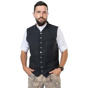 Traditioneel vest voor heren, van wol, lodenvest, grijs, voor Oktoberfest, klederdrachtvest voor leren broek, klederdrachtgilet Benedikt, grijs, 46