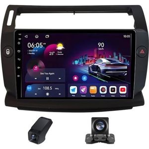 Autoradio geldt voor Citroen C4 LA LC C-Triomphe C-Quatre 2004-2014 9 inch Touchscreen met Wireless Carplay Android Auto,GPS-navigatie 2DIN Radio Android FM-radio/Achteruitrijcamera(A,X2)