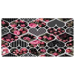 VAPOKF Hartvorm van bloemen keukenmat, antislip wasbaar vloertapijt, absorberende keukenmatten loper tapijten voor keuken, hal, wasruimte