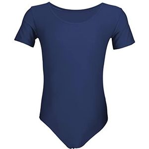 Aquarti Meisjes Balletpak met Korte Mouw, Donkerblauw, 122