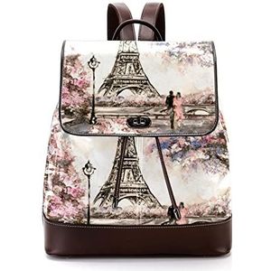 Eiffeltoren oosterse kersen liefde gepersonaliseerde schooltassen boekentassen voor tiener, Meerkleurig, 27x12.3x32cm, Rugzak Rugzakken