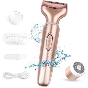 Elektrisch Scheerapparaat Dames, 2 in 1 Elektrische Scheerapparaat voor Gezicht/Wenkbrauw/Lip/Neus/Benen/Onderarm/Bikini, Scheerapparaat voor Dames USB Opladen