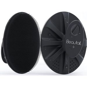 BEAUTAIL Siliconen lichaamsscrubber, douchebad wasborstel, zachte scrubreiniging loofah voor vrouwen mannen babygevoelige huid, gemakkelijk schoon te maken, mooi schuimen, hygiënischer, 1 pak, zwart