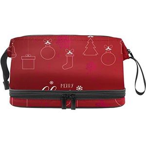 Grote capaciteit reizen cosmetische tas, rode kerst ornament patroonn_Mesa De Trabajo 1, make-up tas, waterdichte make-up tas organisator, Meerkleurig, 27x15x14 cm/10.6x5.9x5.5 in