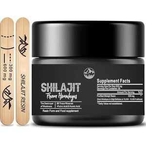 Pure Shilajit Himalaya Shilajit - 600 mg 100% natuurlijke organische shilajit met 85+ sporenmineralen en fulvinezuur voor energie, kracht en immuniteit, 30 gram (1X)