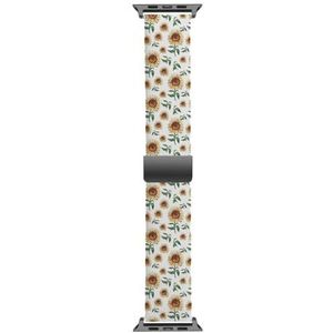 Solo Loop band compatibel met alle series Apple Watch 38/40/41mm watch band (zonnebloemen digitaal realisme vintage) rekbare siliconen band band accessoire, Siliconen, Geen edelsteen