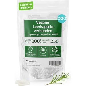 SHROOMY HPMC lege capsules – maat 000 – veganistisch & transparant – 250 stuks