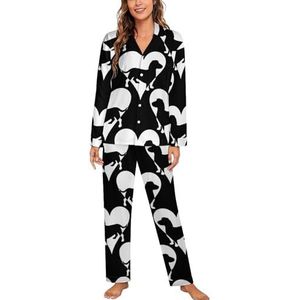 Teckel Hond met Hart Lange Mouwen Pyjama Sets voor Vrouwen Klassieke Nachtkleding Nachtkleding Zachte Pjs Lounge Sets