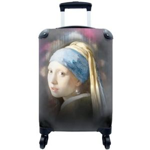 MuchoWow® Koffer - Meisje met de parel - Vermeer - Regenboog - Past binnen 55x40x20 cm en 55x35x25 cm - Handbagage - Trolley - Fotokoffer - Cabin Size - Print