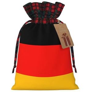 OPSREY Duitsland vlag gedrukt kerst trekkoord Gift Bag met Tag Herbruikbare Gift Wrap Bag