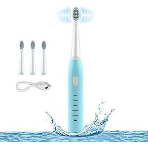 RED-NI Sonic elektrische tandenborstel, 4 gratis vervangende hoofden inbegrepen als cadeau ideaal voor volwassen kinderen en koppels Gebruik USB snel opladen waterdichte tandenborstel, Model: ET201