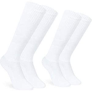 CityComfort Voetbalsokken voor kinderen - verpakking met 3 sokken voor kinderen sportsokken uniseks lang eenheidsmaat 27-42 badstof sokken met versterkte zool voor kinderen en jongens wit 31-36