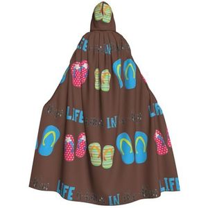 NEZIH Flip Flops Kalligrafie Strandschoenen Hooded Mantel Voor Volwassenen, Carnaval Heks Cosplay Gewaad Kostuum, Carnaval Feestbenodigdheden, 185cm