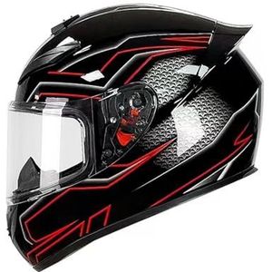 Full Face Motorhelm met Dubbele Achtervleugels DOT Gecertificeerd - Lichtgewicht en Duurzame Volwassen Motorfiets Straat Fietshelm (Gele lijnen, M)(Black Lines,Large)