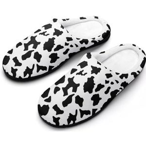 Koe Print Dames Slippers Casual Huis Schoenen Katoenen Slippers Indoor Slippers met Rubberen Zool 11-12 (42-43)