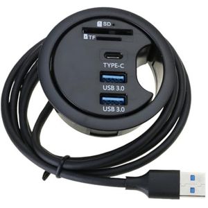 USB 3.0 Desk Grommet Splitter Dock Station Kaartlezer voor Desktop PC Laptops
